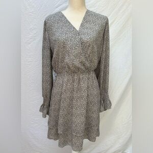 HALOGEN Animal Print Faux Wrap Dress Size Medium